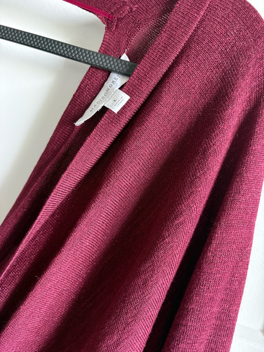 Women's Deep Wine Knit Wrap Dress with Belt - Picture 3 of 3